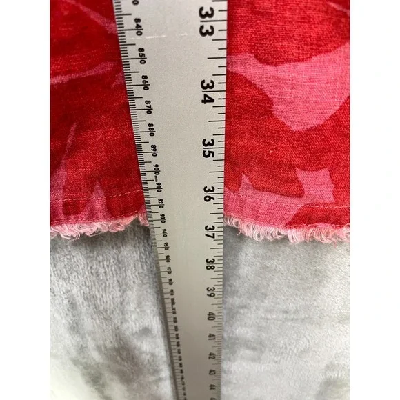 Garnet Hill 100% Linen Dress Size 14 European Flax Red Floral Pockets Sleeveless - Picture 6 of 8